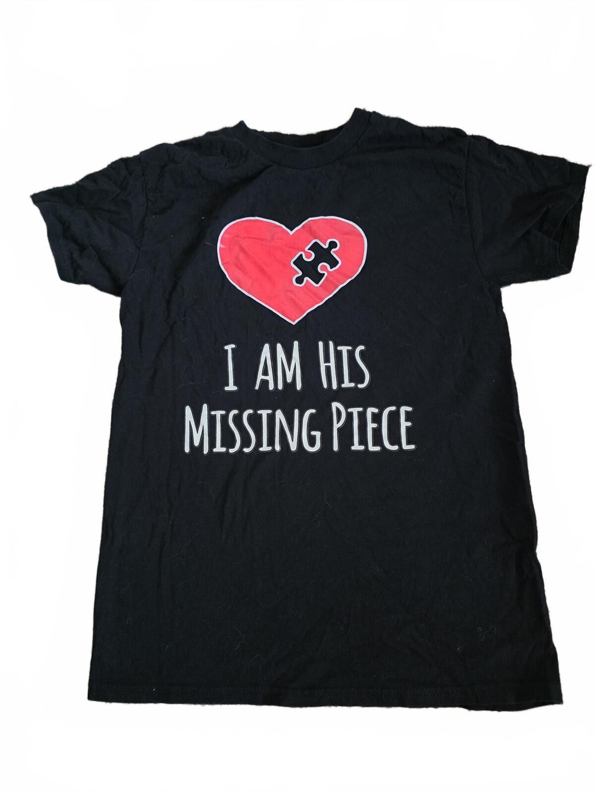 Gildan Autism Awareness Black 'I Am His Missing Piece' T Shirt Sz S Size ONE SIZE - 2 Thumbnail