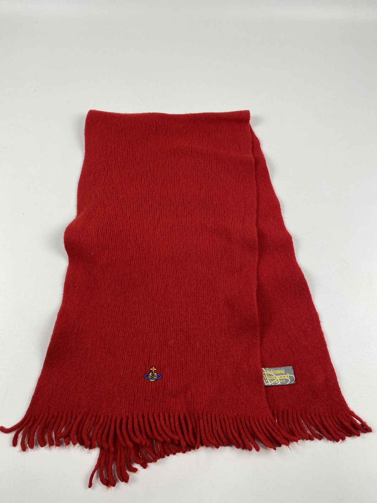 Pre-owned Vintage X Vivienne Westwood 90's Vintage Wool Fringed Striped Scarf In Red