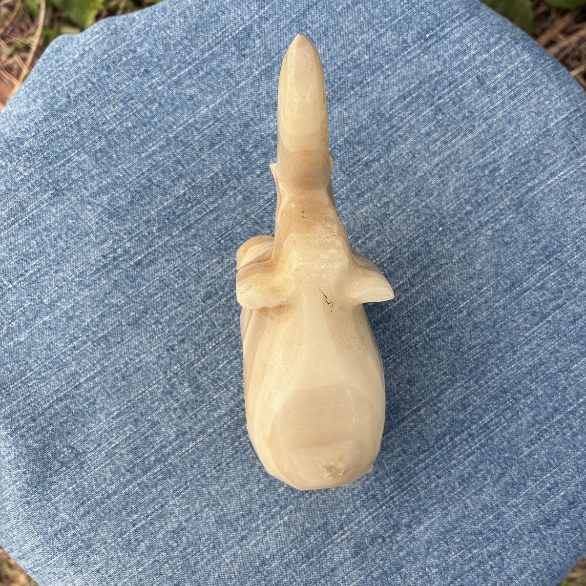 Vintage Hand Carved Elephant Onyx Stone Animal Figurine Trunk Up Size ONE SIZE - 5 Thumbnail