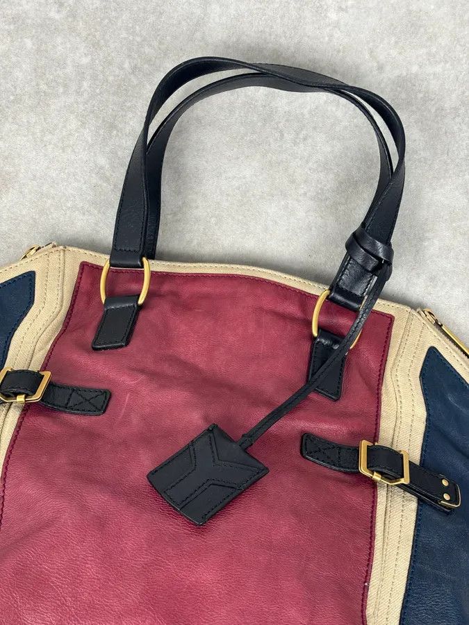 Yves Saint Laurent 2000s Yves Saint Laurent Burgundy Leather Colorblock Handle Bag Size ONE SIZE - 6 Thumbnail