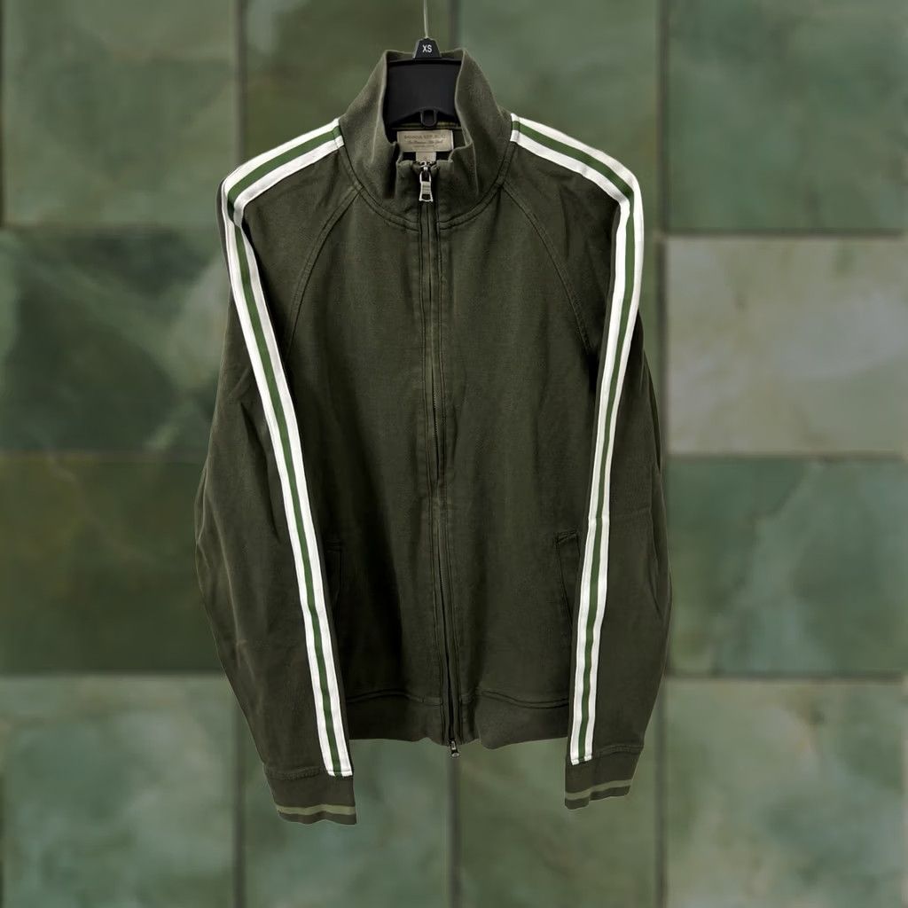 Banana Republic Banana Republic Track Jacket Mens M Army Green Full Zip Racing Stripes Shirt Jacket Mens Size US M / EU 48-50 / 2 - 1 Thumbnail