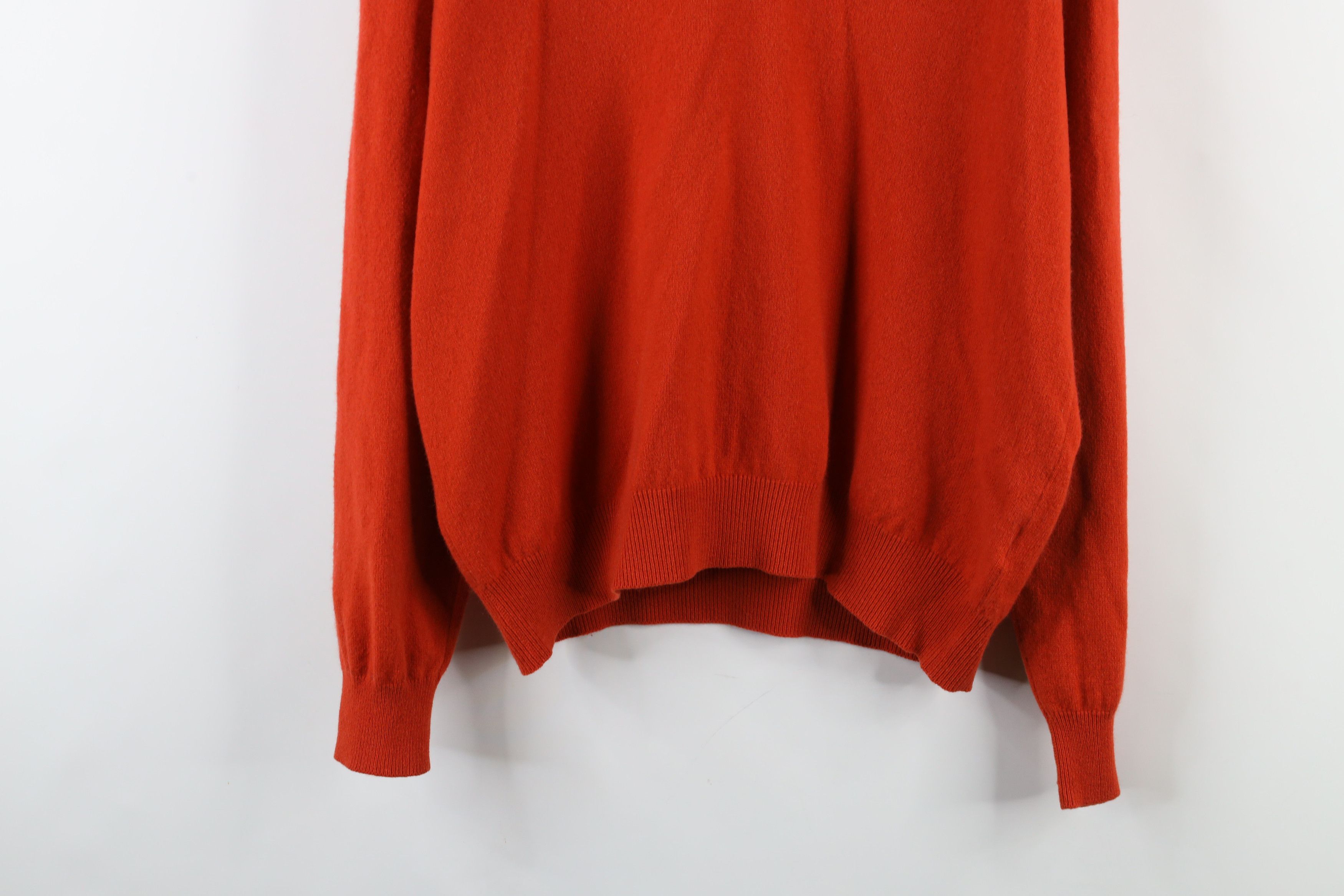 Lands' End × Vintage Vintage 90s Lands End Cashmere Knit V-Neck Sweater Orange Size L / US 10 / IT 46 - 3 Thumbnail