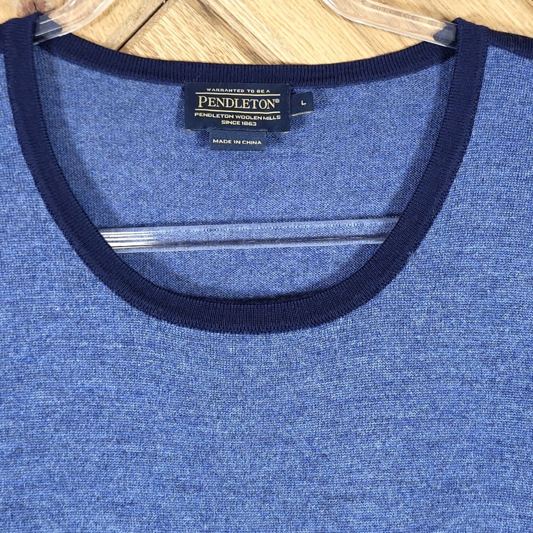 Pendleton Pendleton Sweater Womens Large Short Sleeve 100% Merino Wool Blue Heathered Size L / US 10 / IT 46 - 2 Thumbnail