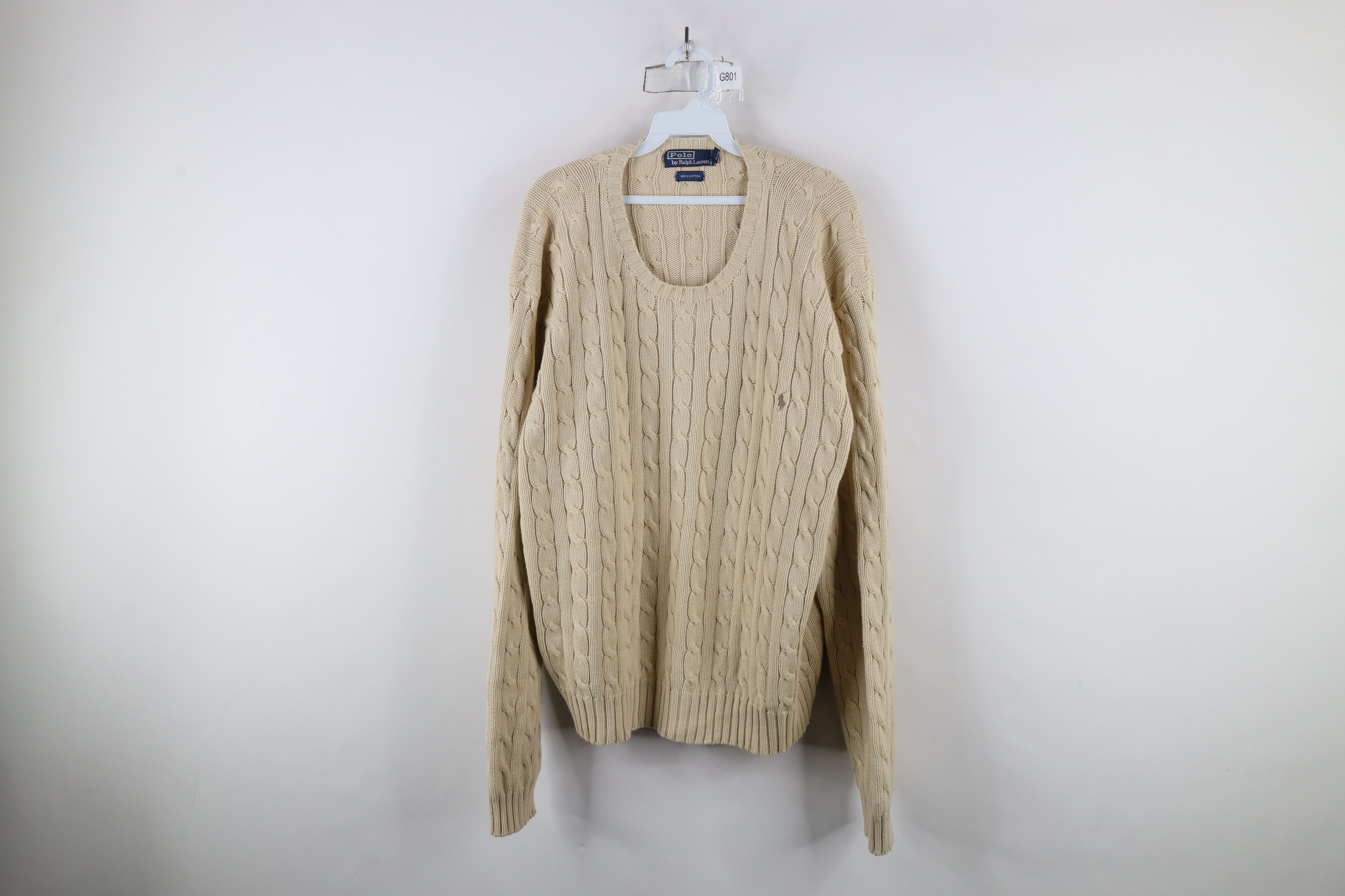 Ralph Lauren × Vintage Vintage 90s Ralph Lauren Chunky Cotton Cable Knit Sweater Size US XXL / EU 58 / 5 - 1 Thumbnail