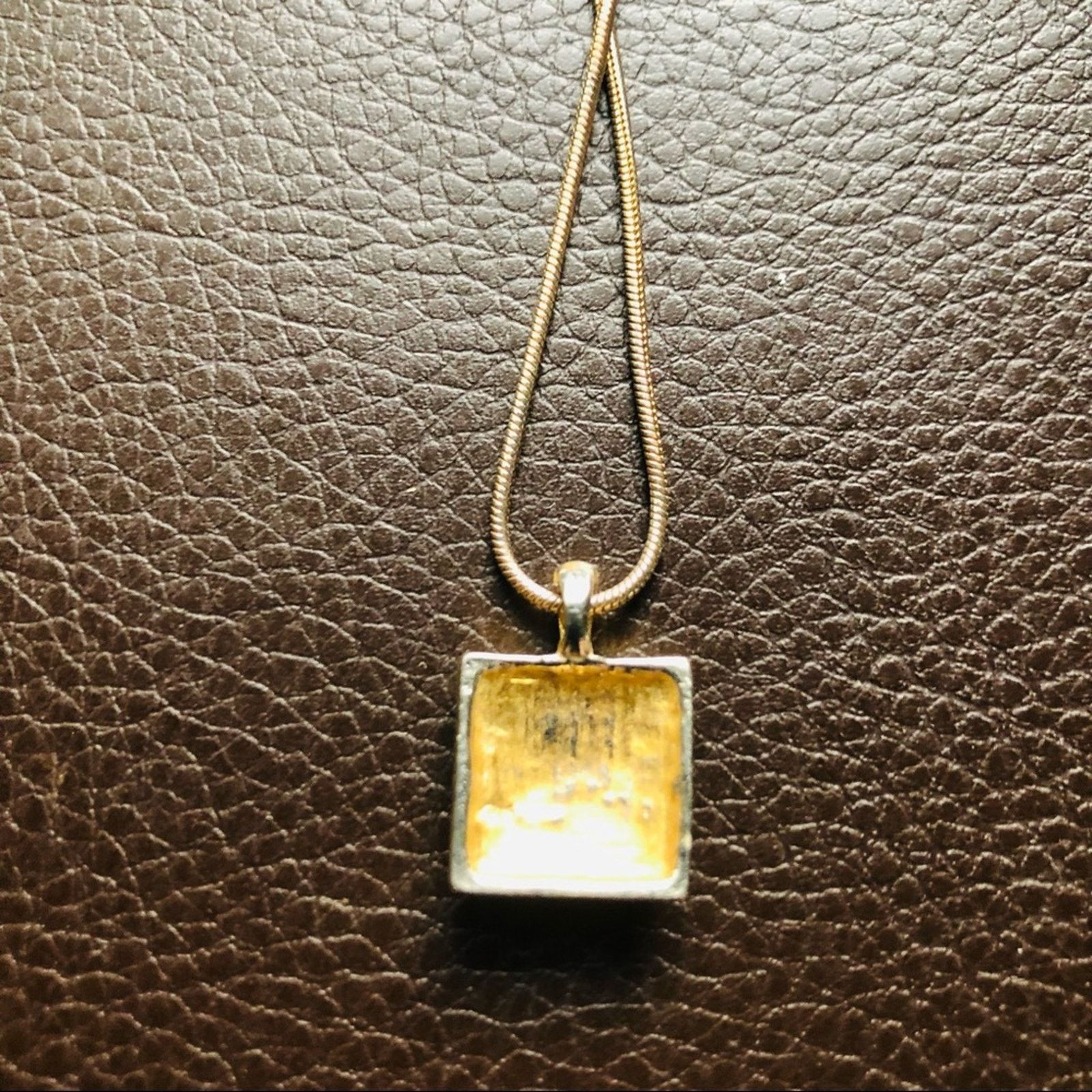 Vintage Vintage 90s gold square rhinestone pendant necklace Size ONE SIZE - 7 Thumbnail