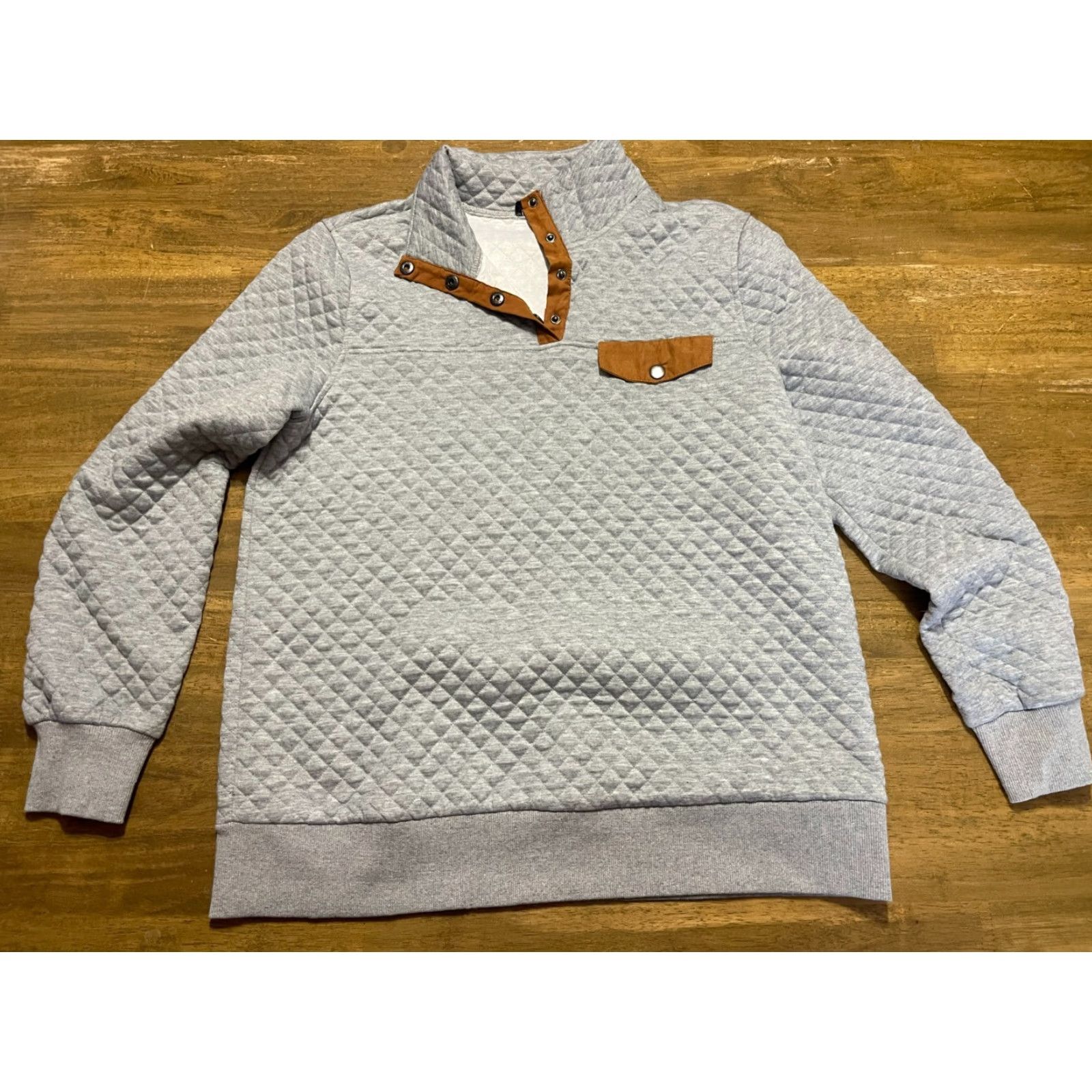 Vintage Doe & Rae Sweater Women's Medium Gray Pullover 1/4 Buttons Long Sleeve Casual Travel Vintage? No Size M / US 6-8 / IT 42-44 - 2 Thumbnail