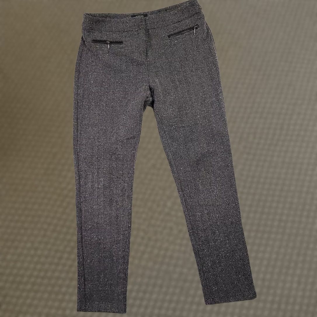 Apt. 9 Apt. 9 Womens Ankle Pants Size 12 Gray Chevron Zip Pockets Tapered Inseam 28 in Regular Carded Used Good Condition Size 34" / US 12 / IT 48 - 1 Thumbnail