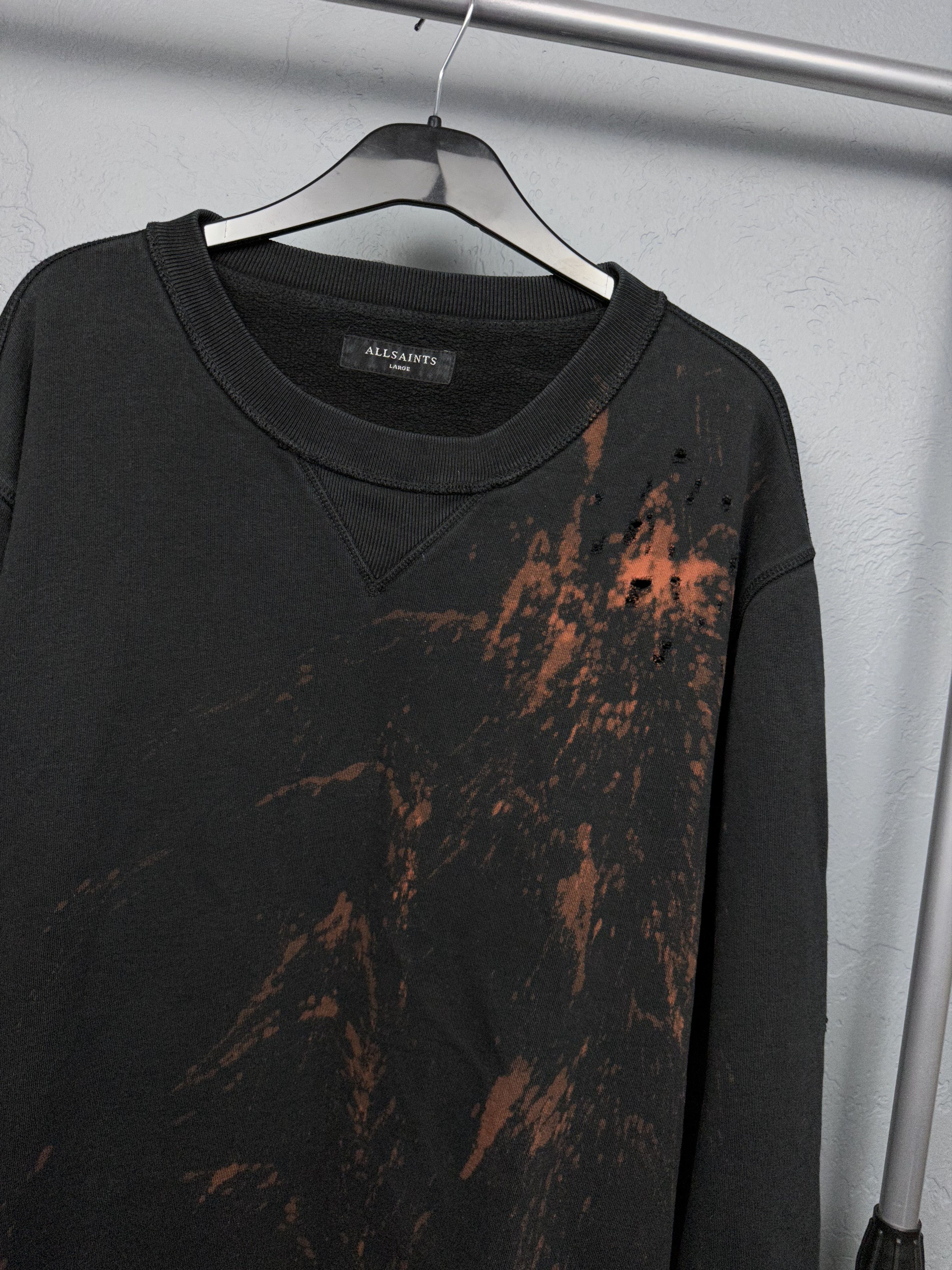 Allsaints Allsaints Mens Ictus Crew Neck Distressed Sweatshirt Size US L / EU 52-54 / 3 - 2 Thumbnail