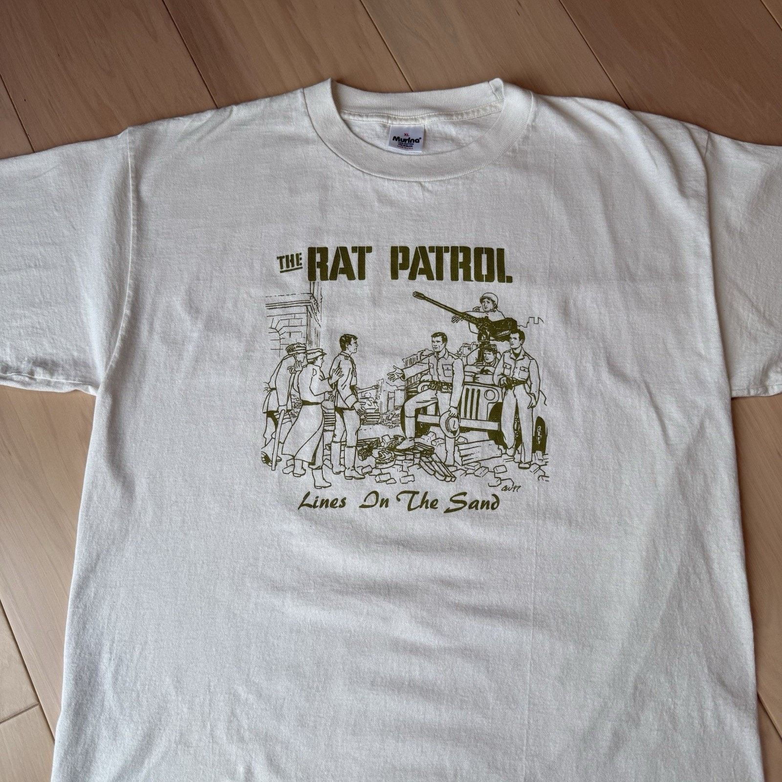 Vintage Vintage The Rat Patrol Shirt XL Cream 90s Lines In The Sand Size US XL / EU 56 / 4 - 4 Thumbnail
