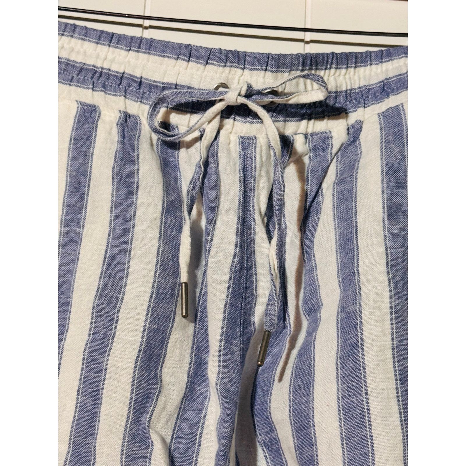 Gap Gap Shorts Womens XL Linen Blend Elastic Waist Blue White Size 36" / US 14 / IT 50 - 5 Thumbnail