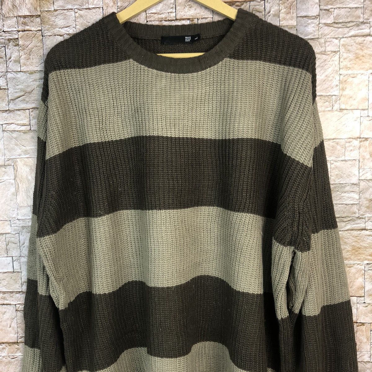 Japanese Brand × Solid and Striped World Smack Basic Stripe prison Brown Sweatshirt #A760 Size US L / EU 52-54 / 3 - 5 Thumbnail