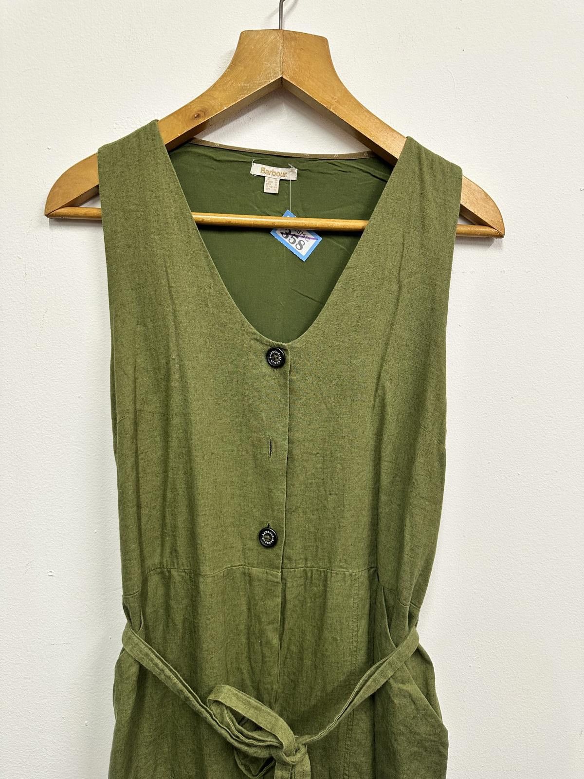 Barbour Barbour Olive Green Sleeveless Buttoned Dress with Waist Tie Size 34" / US 12 / IT 48 - 3 Thumbnail