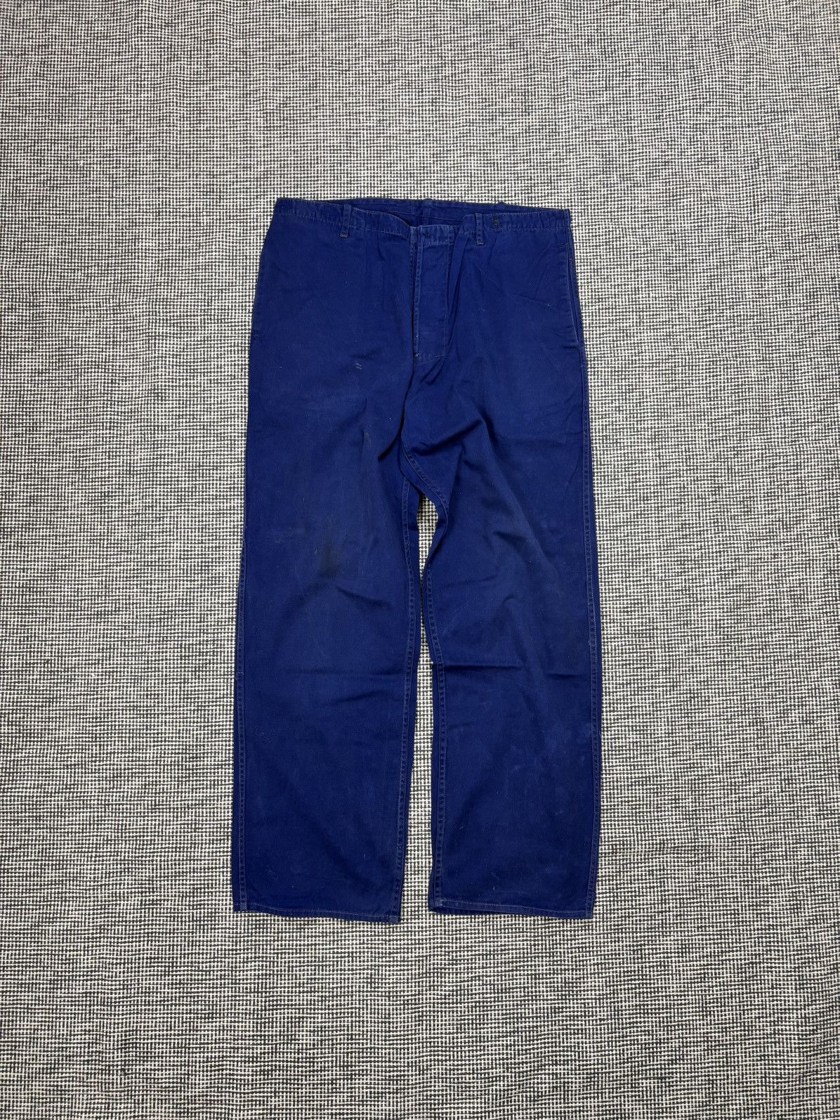 Le Laboureur 70s French chore work utility pants vintage blue Size US 32 / EU 48 - 1 Thumbnail