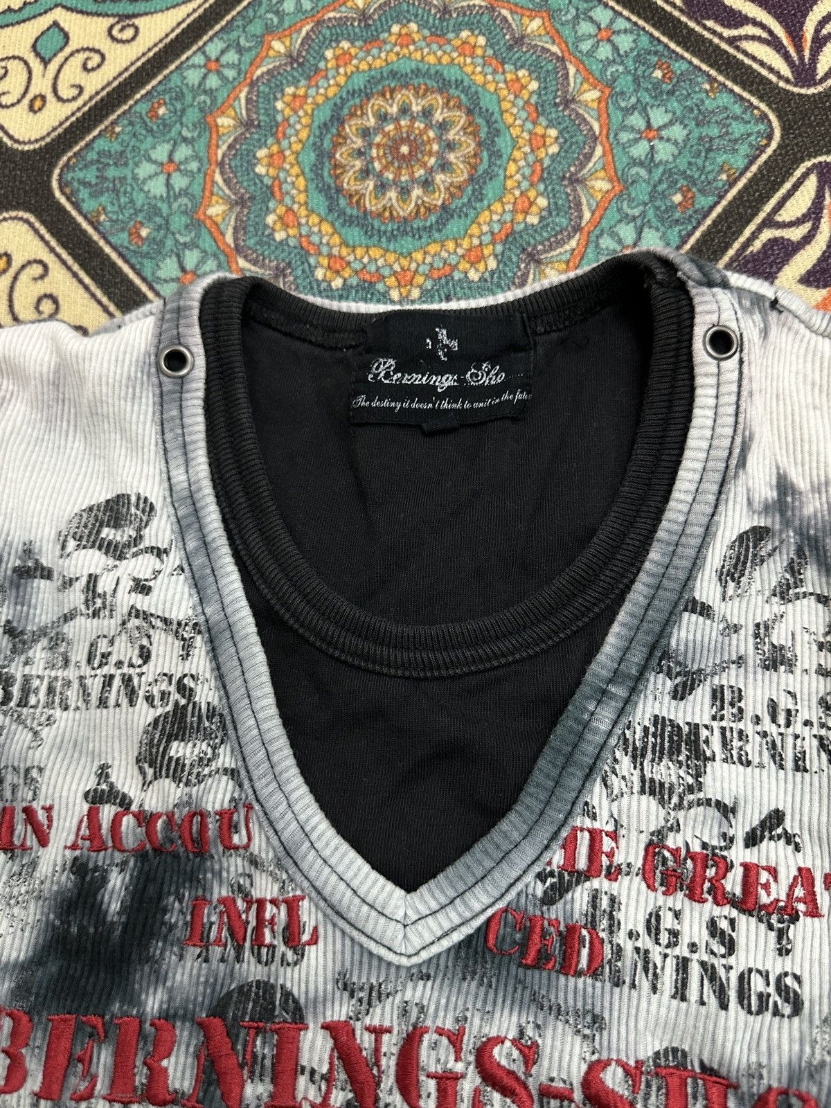 BERNINGS SHO Berning Sho Japan Poem Acid Wash L/S Shirt Size US M / EU 48-50 / 2 - 13 Thumbnail