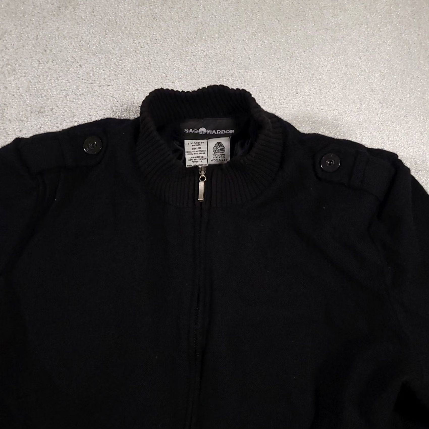Vintage VINTAGE Sag Harbor Zip Coat Women's 18 Black Wool Classic Preppy Career Lined Jacket Size XXL / US 16-18 / IT 52-54 - 3 Thumbnail