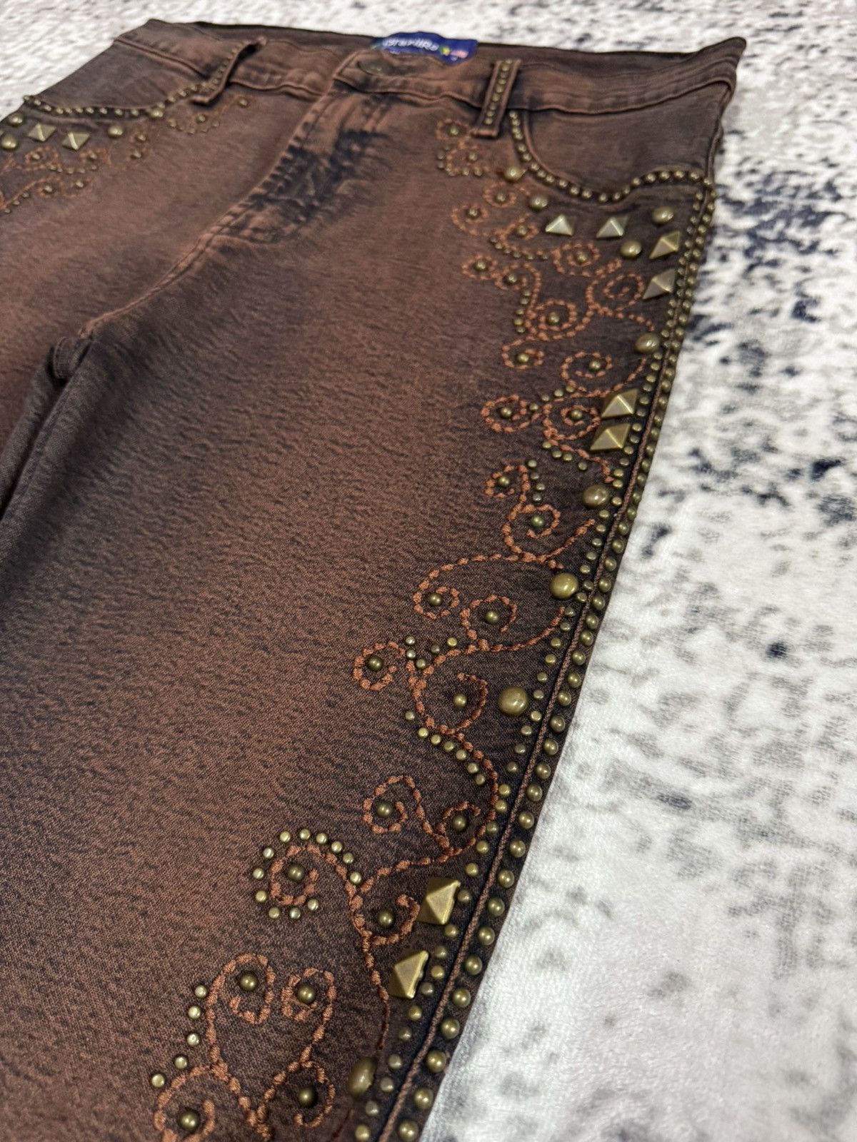 Tornado Mart Tornado Mart Style Embroidery Studded Tribal Flare Jeans Size US 28 / EU 44 - 4 Thumbnail