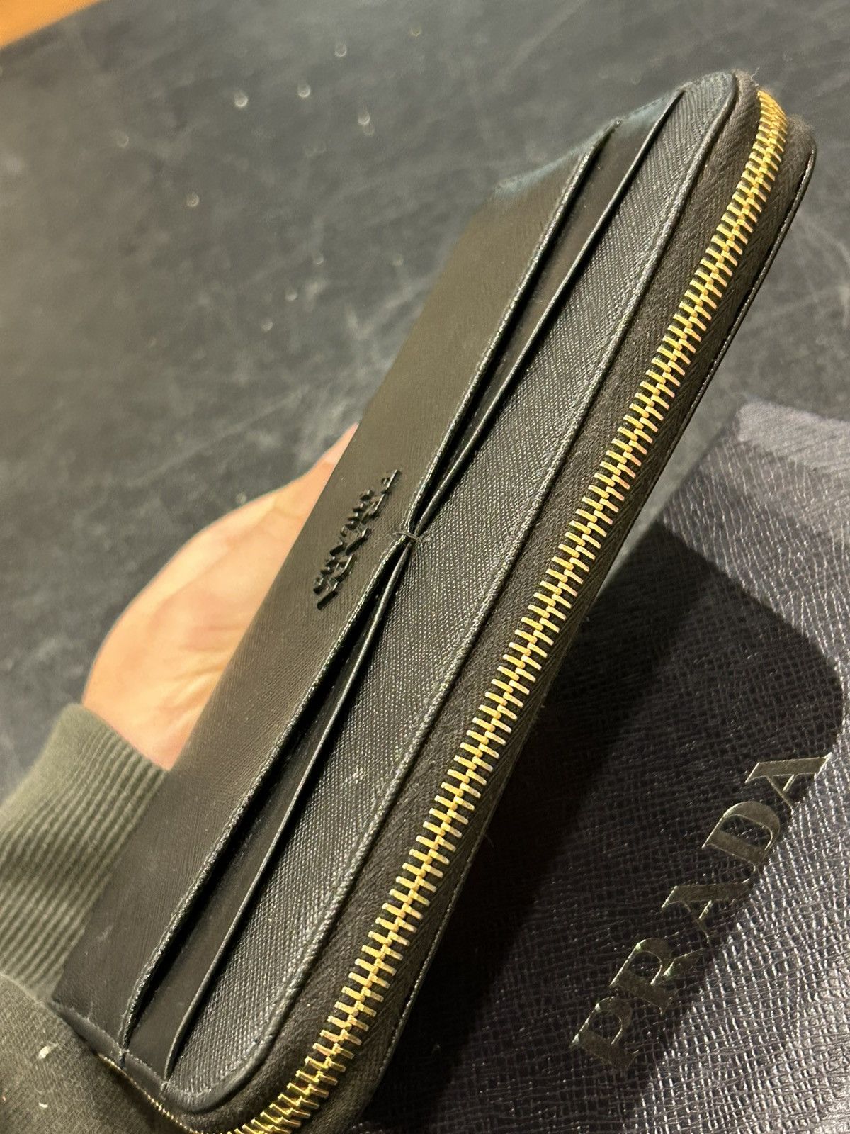 Prada Prada Saffiano Long Zip Wallet - Black Size ONE SIZE - 6 Thumbnail