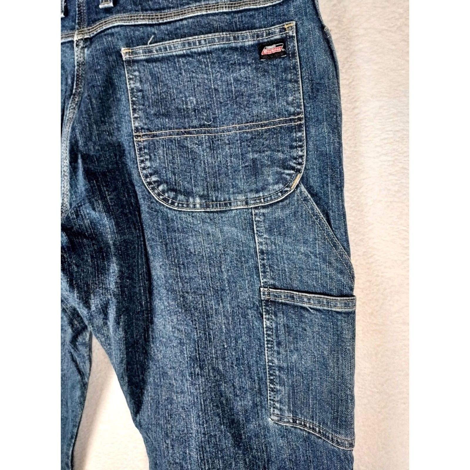 Dickies Dickies Men’s Stretch Carpenter Jeans 36×32 Blue Straight Leg Work Denim Jeans Size US 36 / EU 52 - 7 Thumbnail