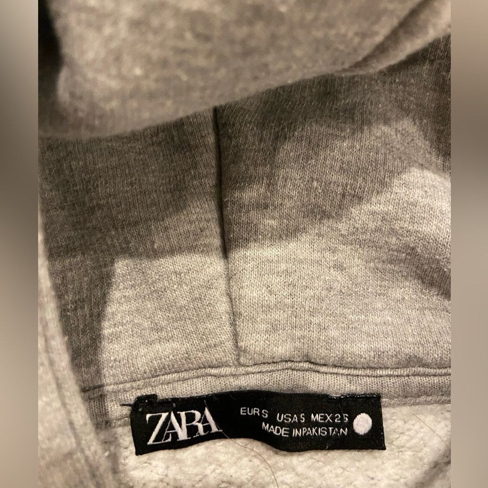 Zara Zara Gray Hooded Sweatshirt with Ribbed Cuffs Size US S / EU 44-46 / 1 - 2 Thumbnail