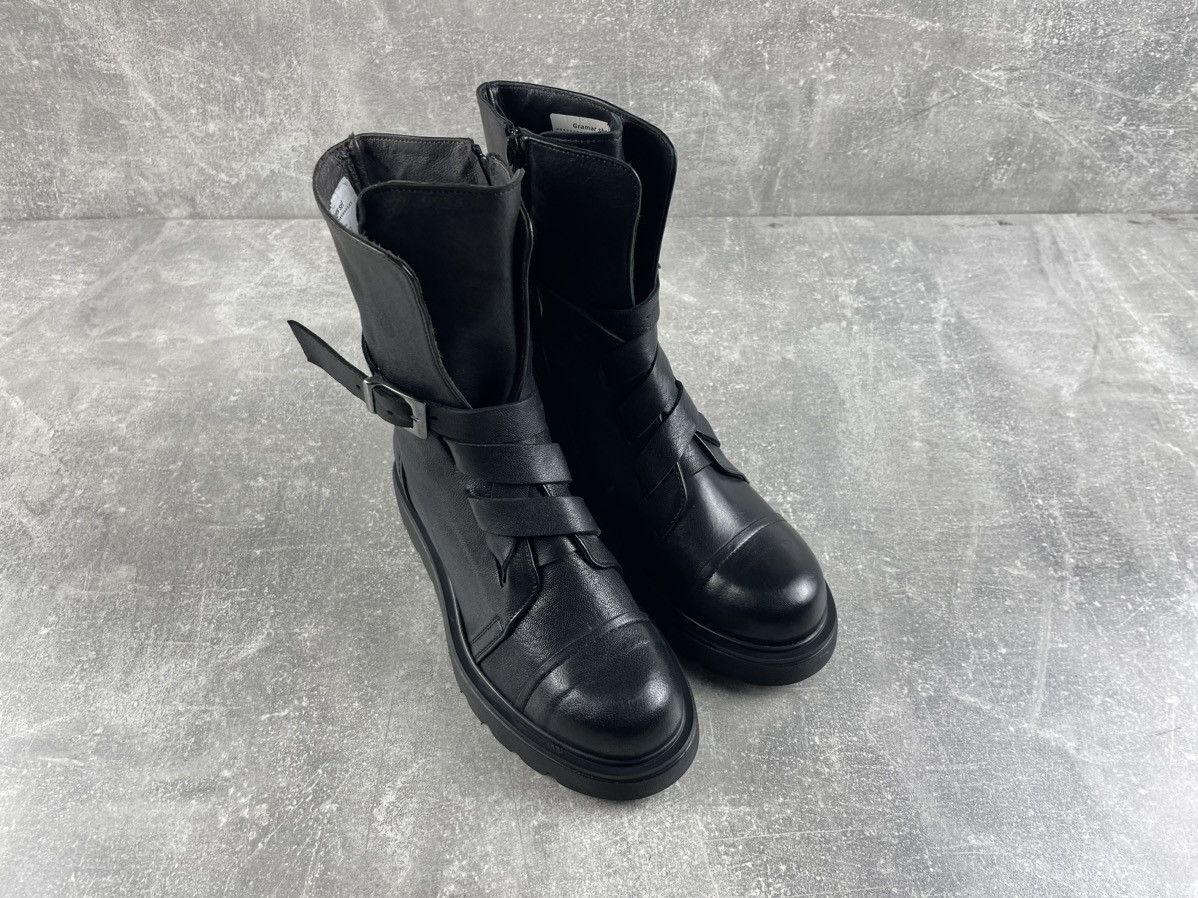 Genuine Leather Avant Garde Gramar Glam Rock Black Leather Moto Buckle Boots Size US 7 / IT 37 - 3 Thumbnail