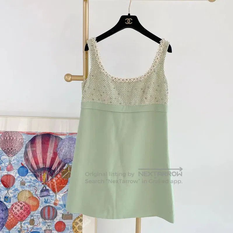 Miu Miu Sleeveless A-Line Dress in Green .