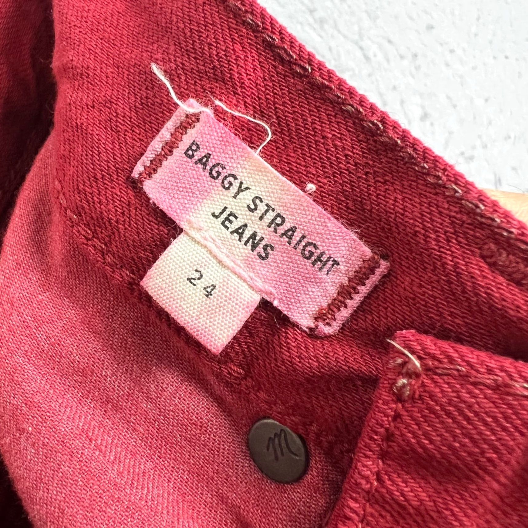 Madewell Madewell Jeans Baggy Straight 24 Adult Womens 24 Deep Red 100% Cotton Denim 5-Pocket Design Vintage: No Size 42" / US 20 - 4 Thumbnail