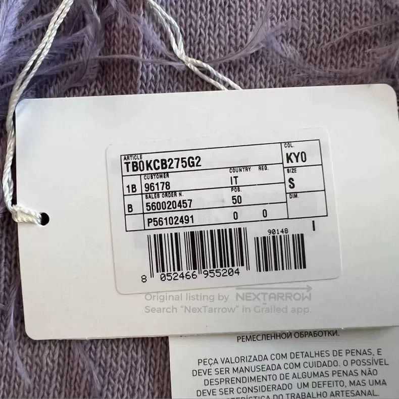 Valentino Valentino Lilac ostrich fur panelled loose wool sweater Size S / US 4 / IT 40 - 3 Thumbnail