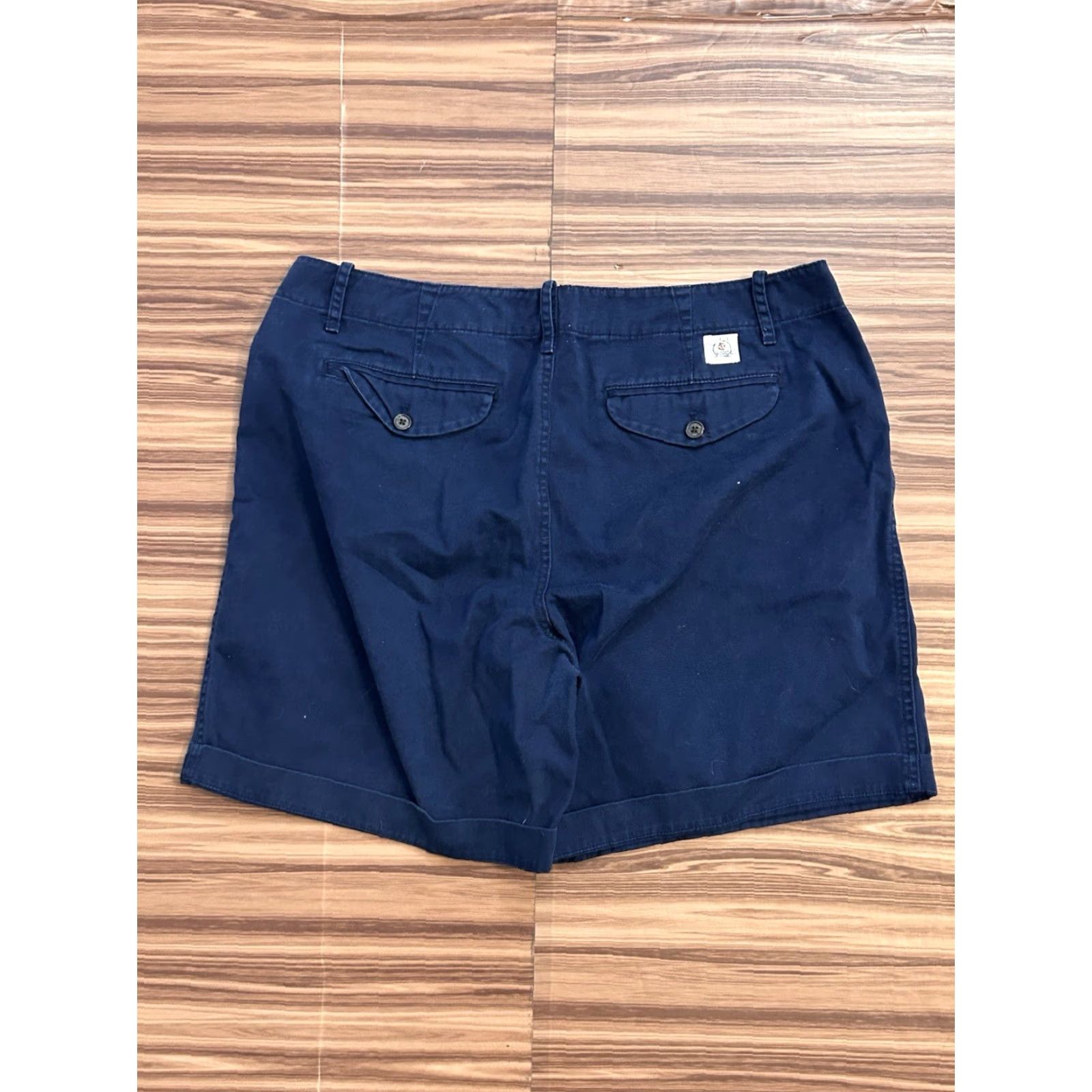 Ralph Lauren Lauren Ralph Lauren Women's Chino Shorts Flat Front High-Rise 14 Blue Cotton Canvas Button Zipper Pockets Casual Womens Size 36" / US 14 / IT 50 - 2 Thumbnail