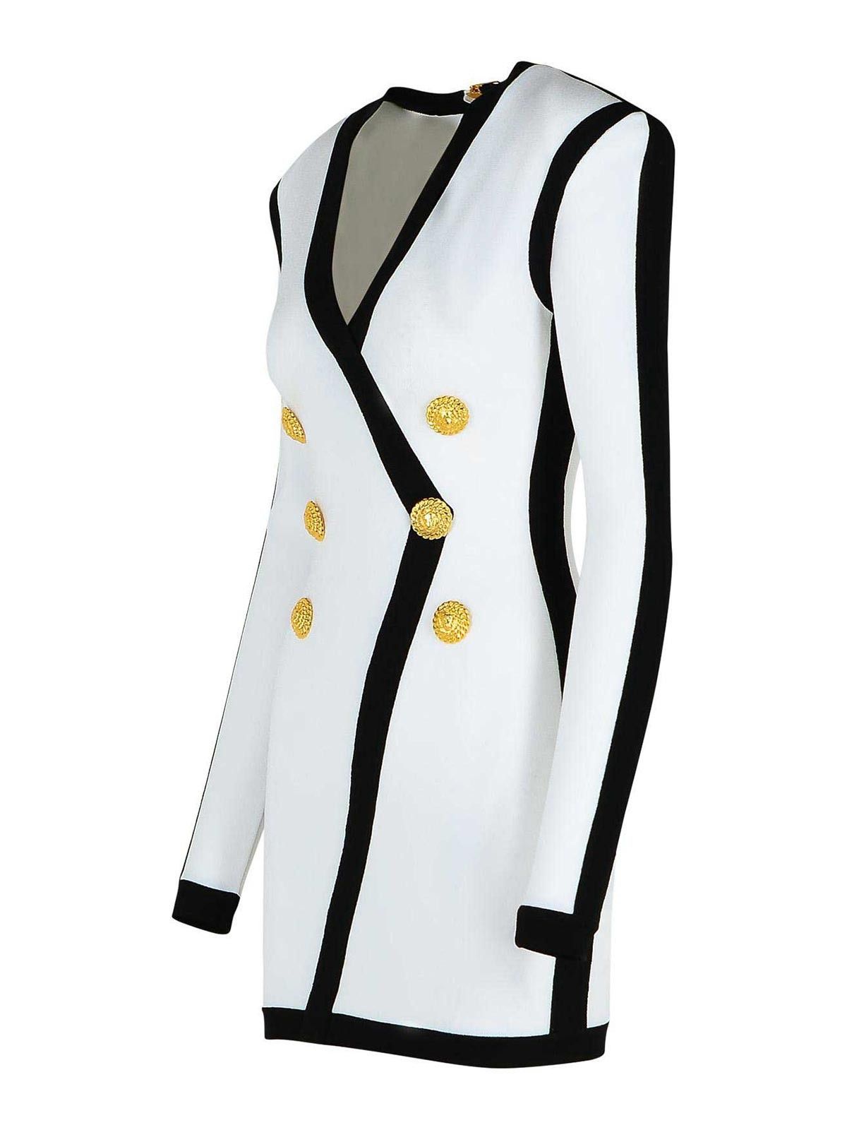 Balmain o1s1wg110526 Viscose Blend Dress in White Size M / US 6-8 / IT 42-44 - 3 Thumbnail