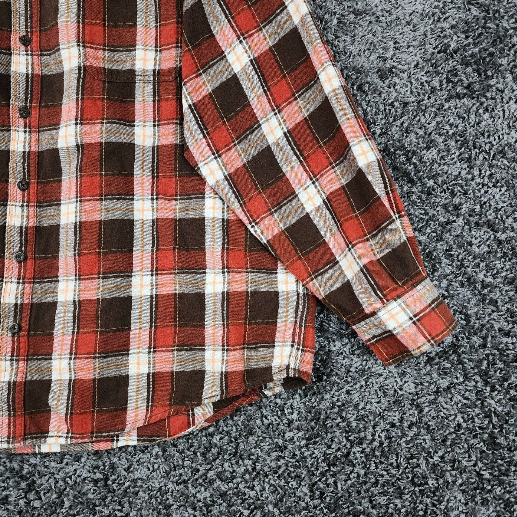 Faded Glory Faded Glory Shirt Adult 2XL Red Brown Plaid Flannel Button-Up Mens Size US XXL / EU 58 / 5 - 2 Thumbnail