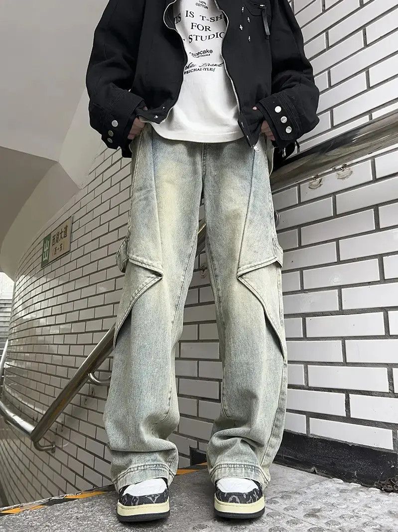 Japanese Brand Loose straight leg wide leg patchwork jeans Size US 32 / EU 48 - 6 Thumbnail