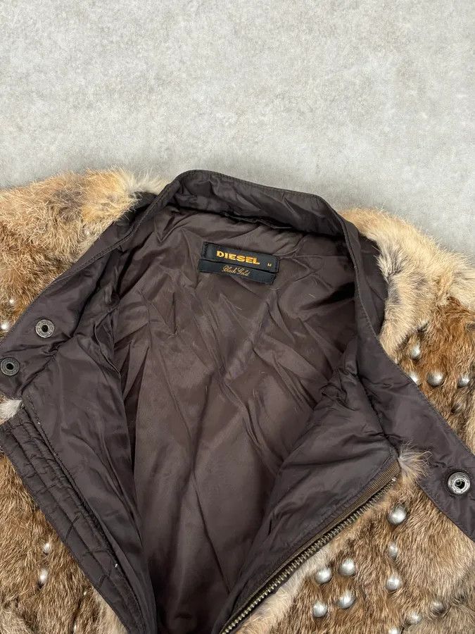 Diesel 2000s Diesel Fur Studded Shoulders Brown Puffer Jacket Size US M / EU 48-50 / 2 - 9 Thumbnail