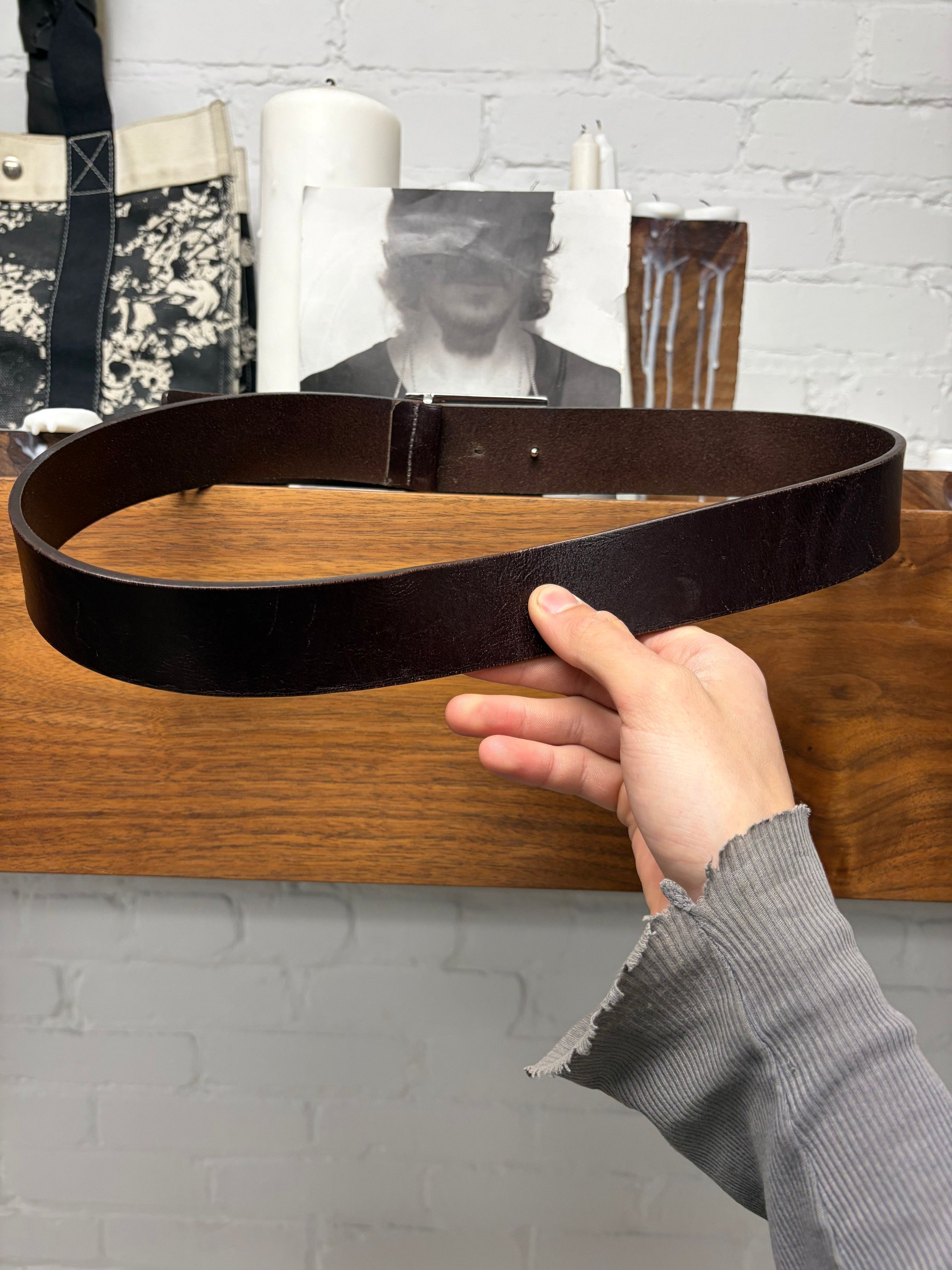 Gucci 2000s Gucci ‘Crest Logo’ Brown Square Buckle Leather Belt Size ONE SIZE - 3 Thumbnail