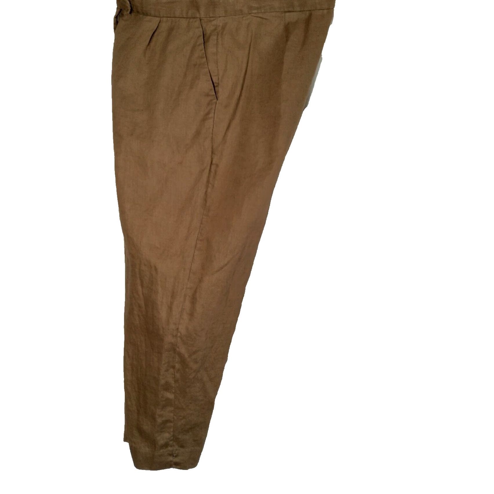 J Brand VINTAGE R Brand Linen Pants Womens Size 12 Cropped Pleated Beige Classic Lagenlook Size 34" / US 12 / IT 48 - 5 Thumbnail