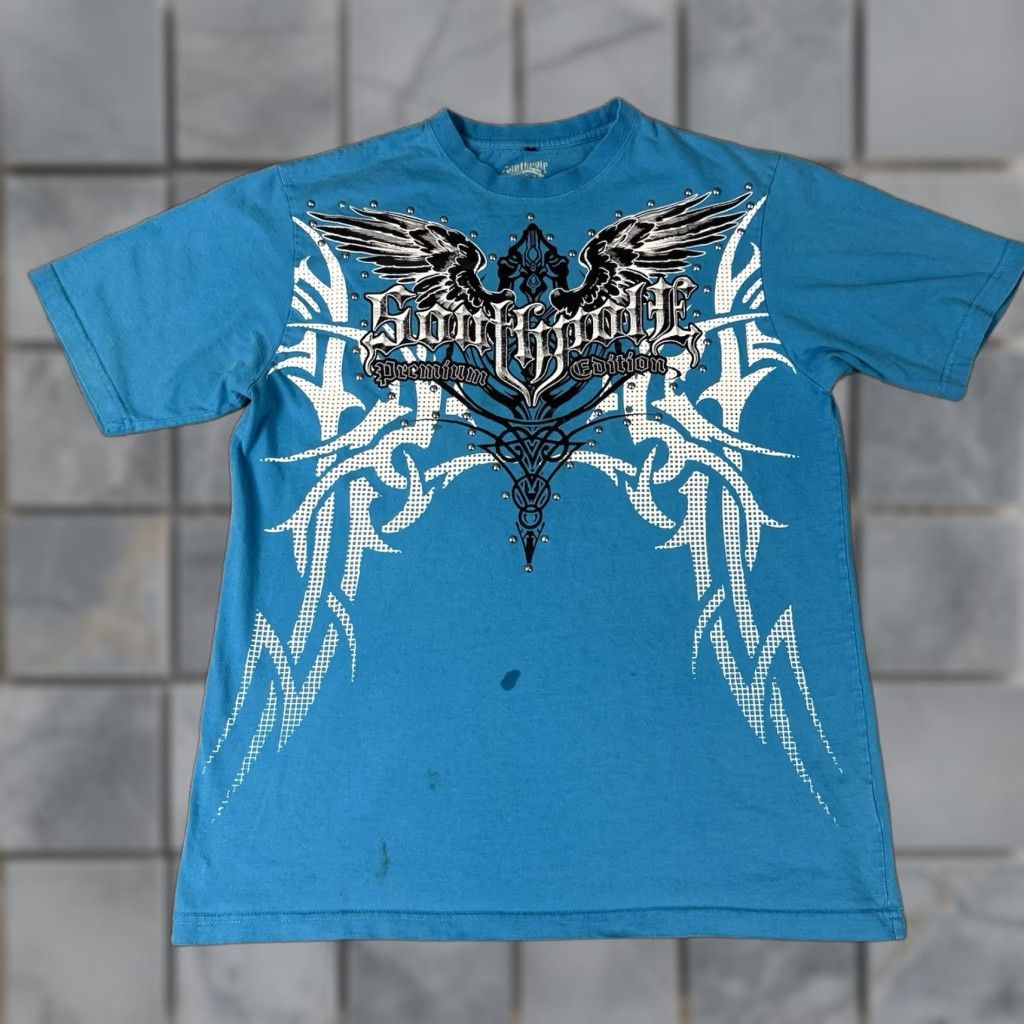 Southpole VINTAGE Southpole T Shirt Adult XL Blue Premium Studded Wing Y2K Distressed Rare Size US XL / EU 56 / 4 - 1 Thumbnail