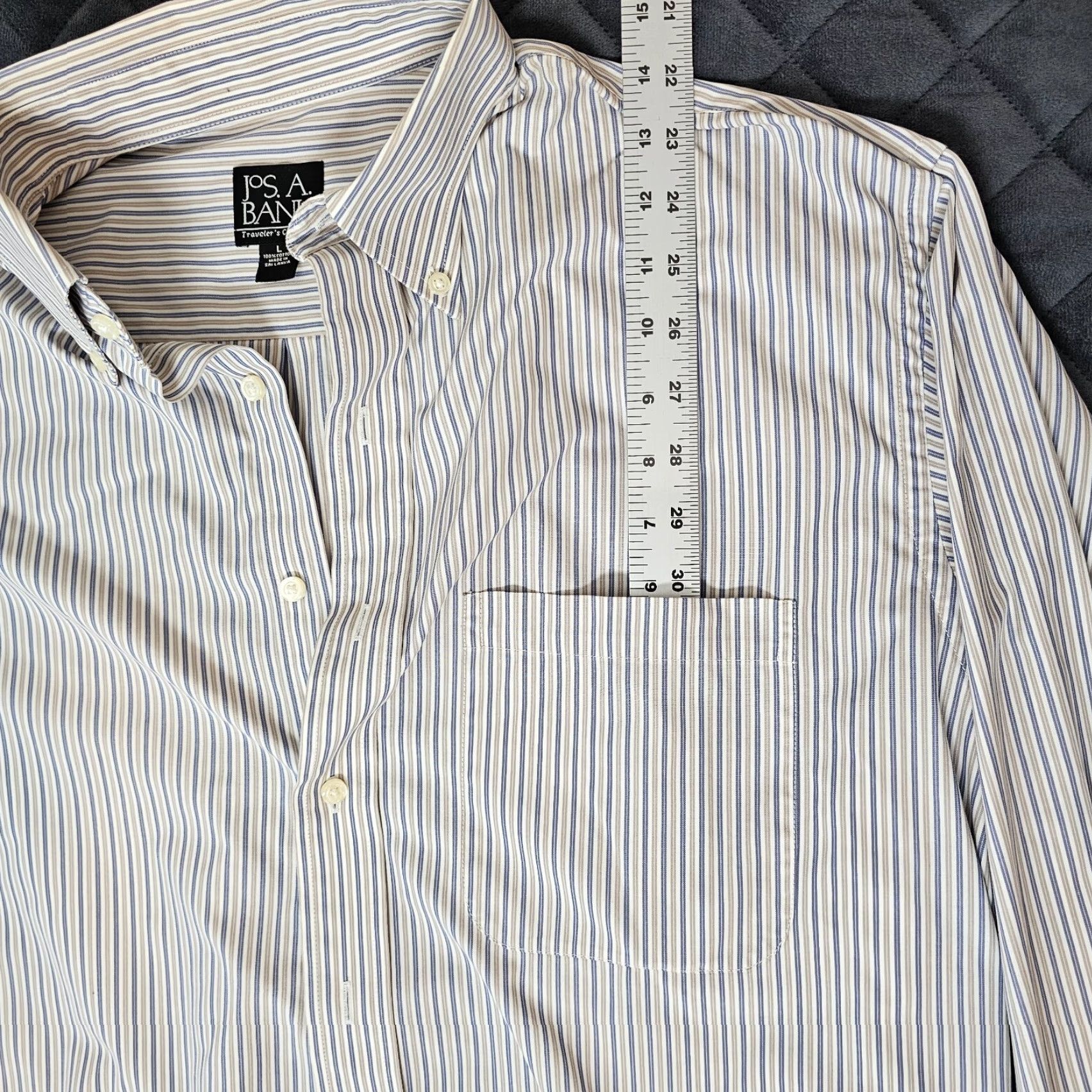 Jos. A. Bank Jos A Bank Traveler's Collection Mens L Long Sleeve Button Down White Blue Shirt Size US L / EU 52-54 / 3 - 4 Thumbnail