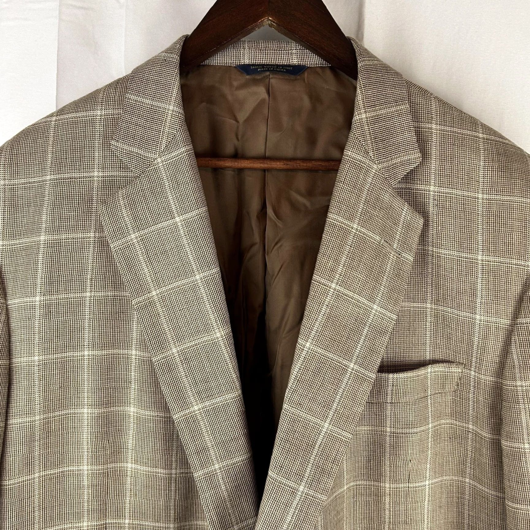 Brooks Brothers VINTAGE? No. Brooks Brothers Sport Coat Mens 48R Brown Windowpane 1818 Madison Full Canvas Size US M / EU 48-50 / 2 - 2 Thumbnail
