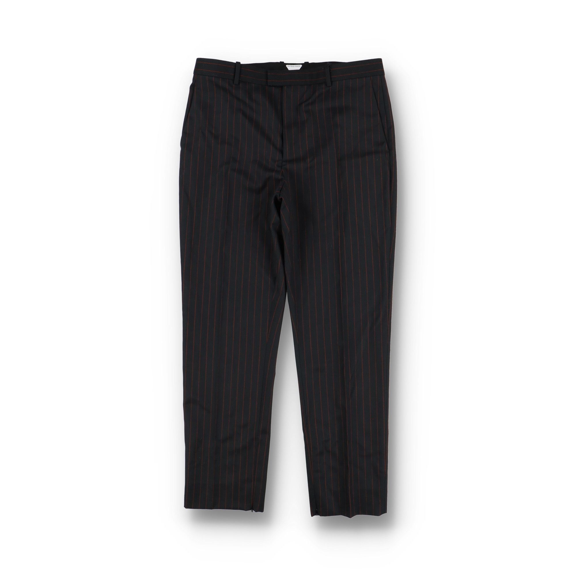 Bottega Veneta Dark Green Wool Pinstripe Slim Trousers Size US 38 / EU 54 - 1 Thumbnail