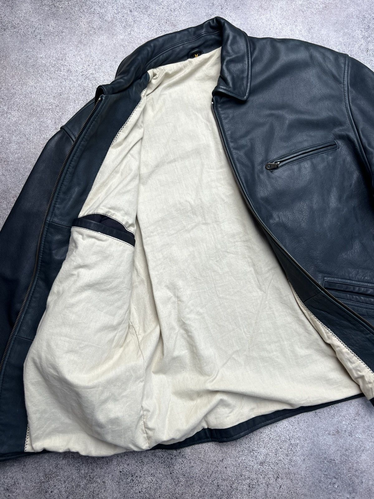 Vintage Vintage 80s genuine leather dark navy buco jacket Size US M / EU 48-50 / 2 - 4 Thumbnail