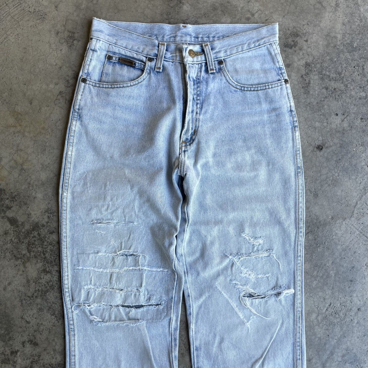 Wrangler 🔥Vintage Wrangler Stoned Washed Ripped Distress Denim Jeans Size US 29 - 2 Thumbnail