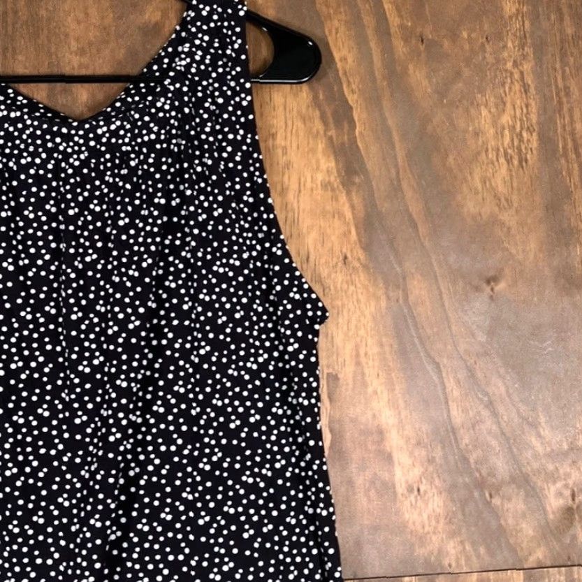 Loft VINTAGE LOFT Outlet Womens Blouse Black White Dotted Pleated Scoop Neck Sleeveless L Size L / US 10 / IT 46 - 5 Thumbnail