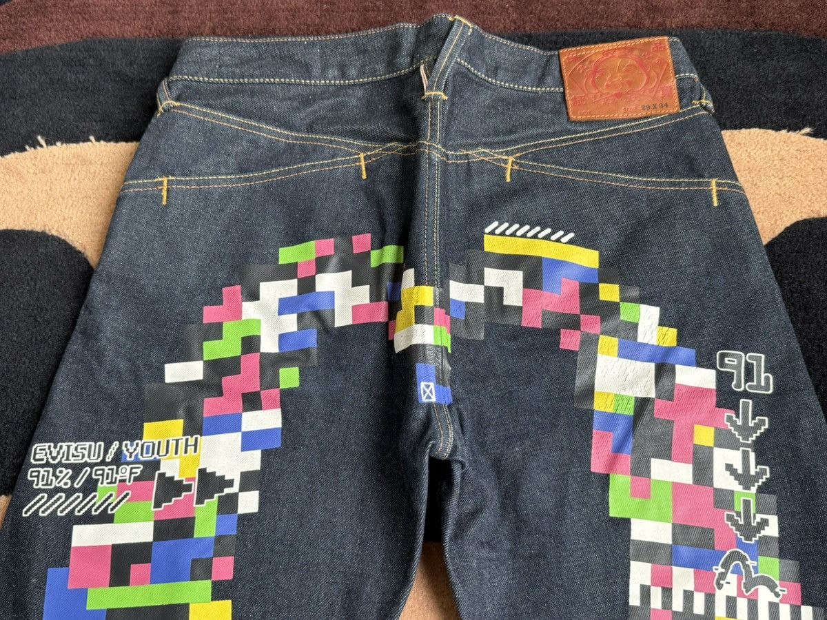Evisu EVISU mosaic daicock style jeans！size：29x34 Size US 29 - 3 Thumbnail