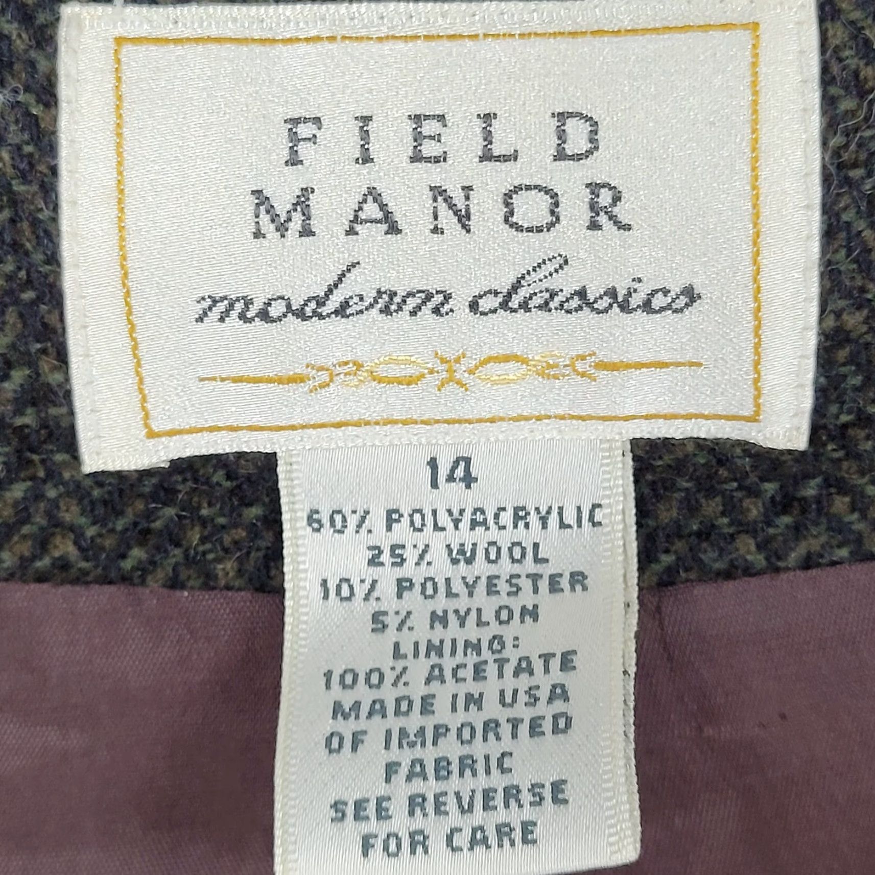 Vintage VINTAGE Field Manor Modern Classics Green Wool Blend Buttoned Jacket USA Made Size 14 Size XL / US 12-14 / IT 48-50 - 3 Thumbnail