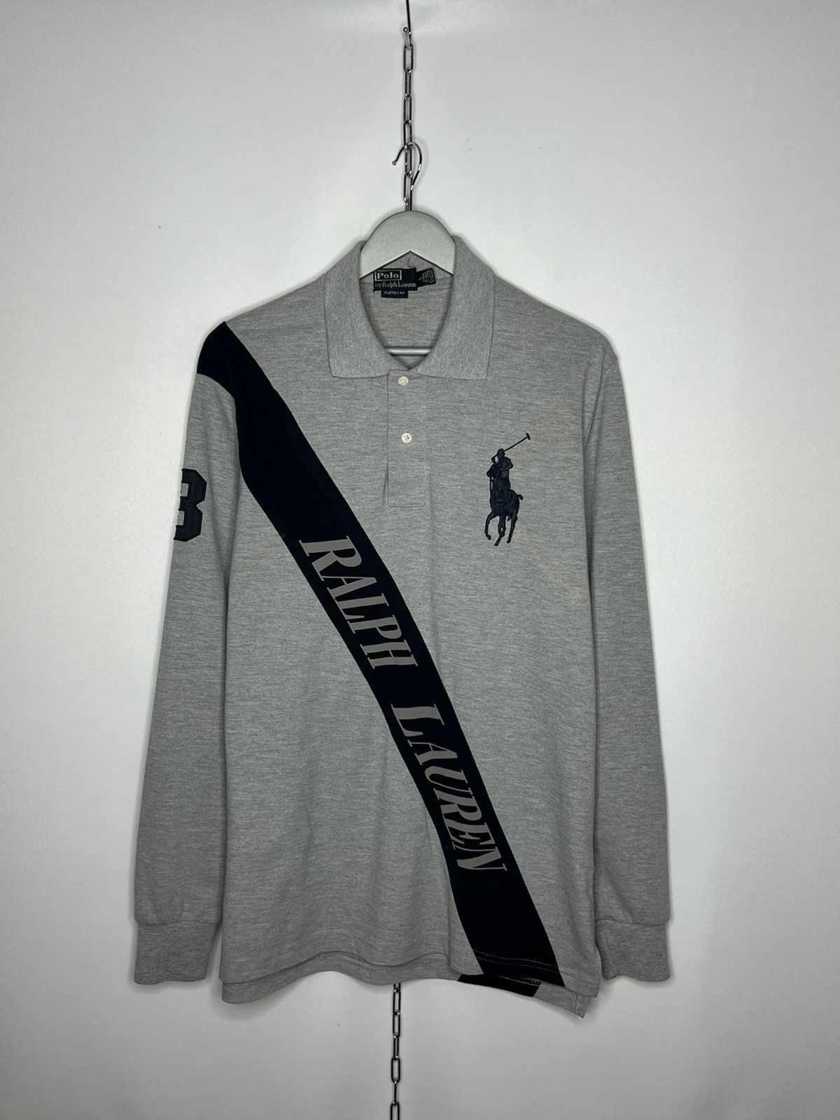 💰 Vintage Polo Ralph Lauren Big Pony #3 Long Sleeve Rugby 💰