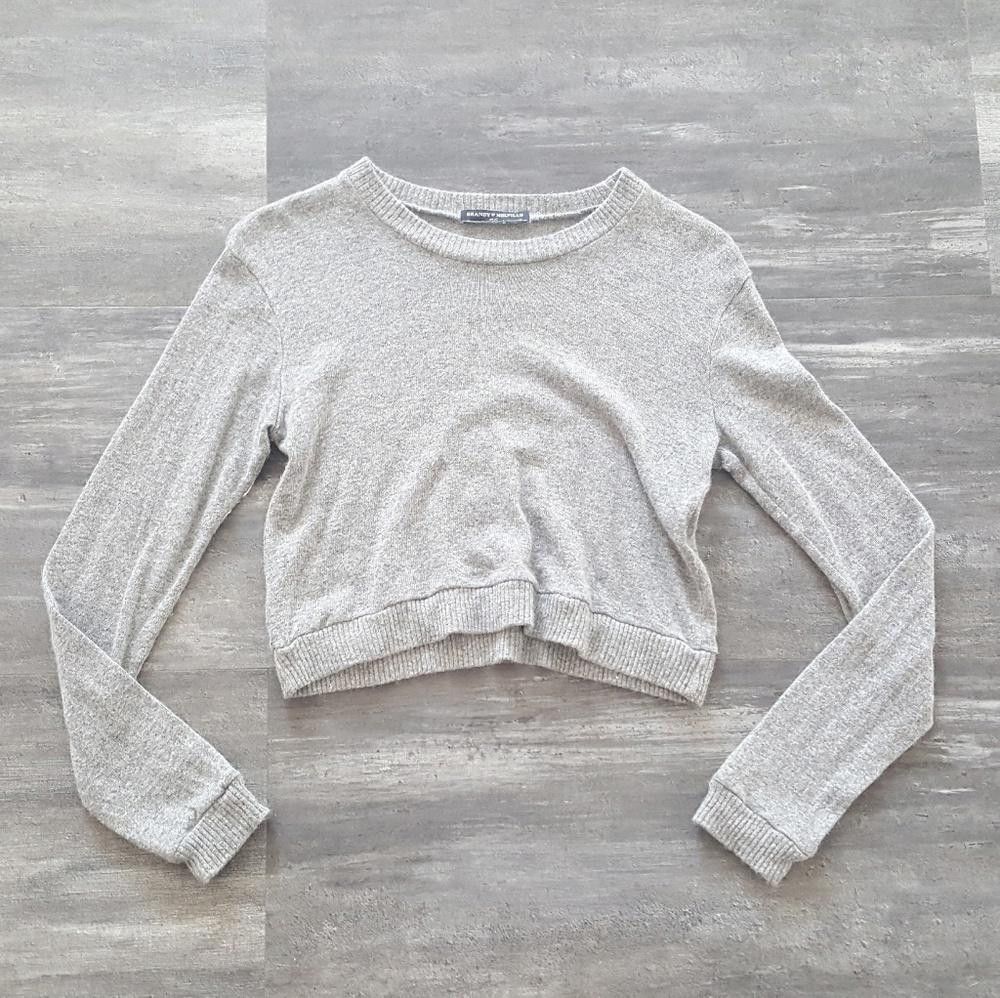 Designer Grey Cropped Melville Soft Long Sleeve Size ONE SIZE - 1 Thumbnail