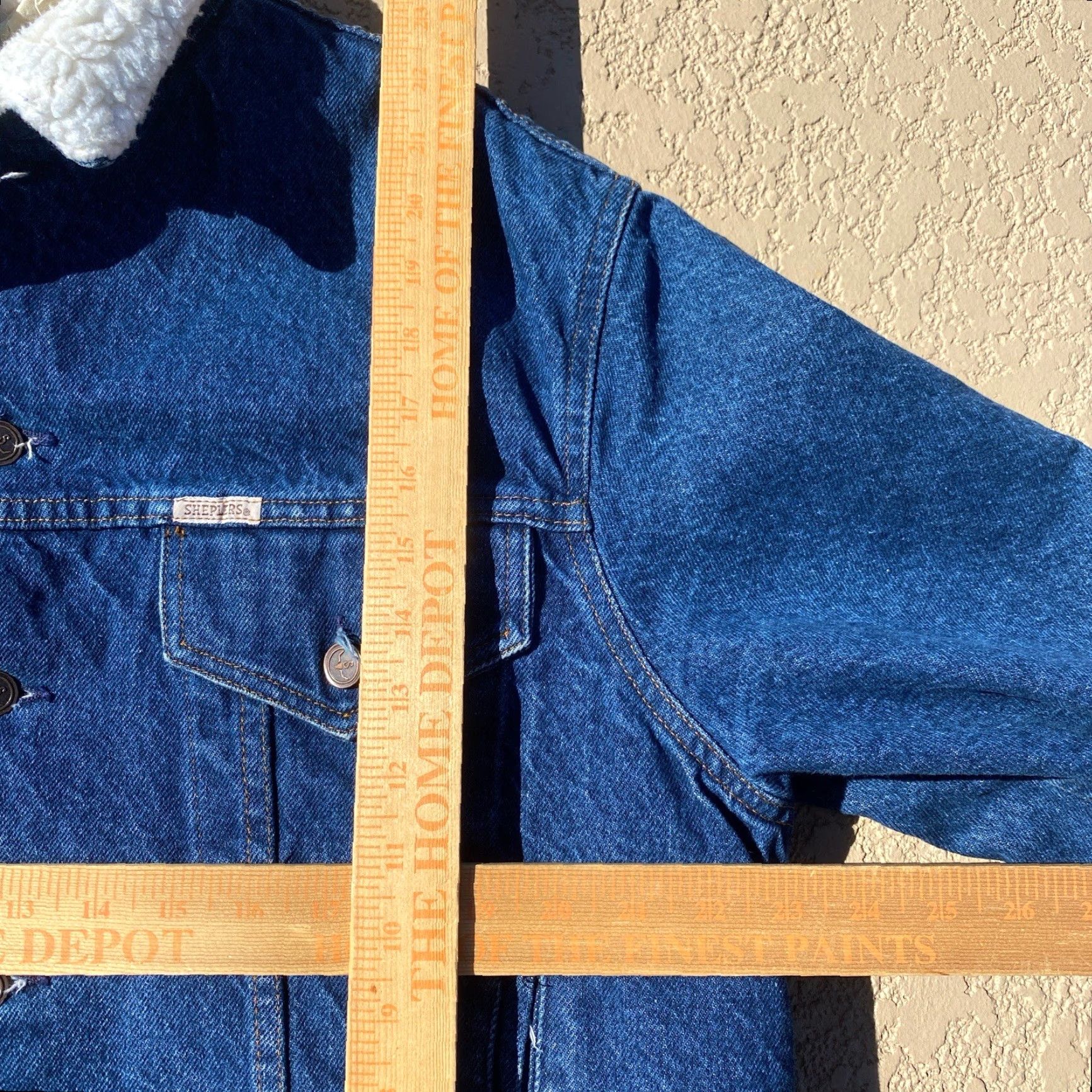 Denime VINTAGE Sheplers Denim Coat Jacket Western Trucker Shearling Sherpa Cotton Blue Men's Small Size US S / EU 44-46 / 1 - 4 Thumbnail
