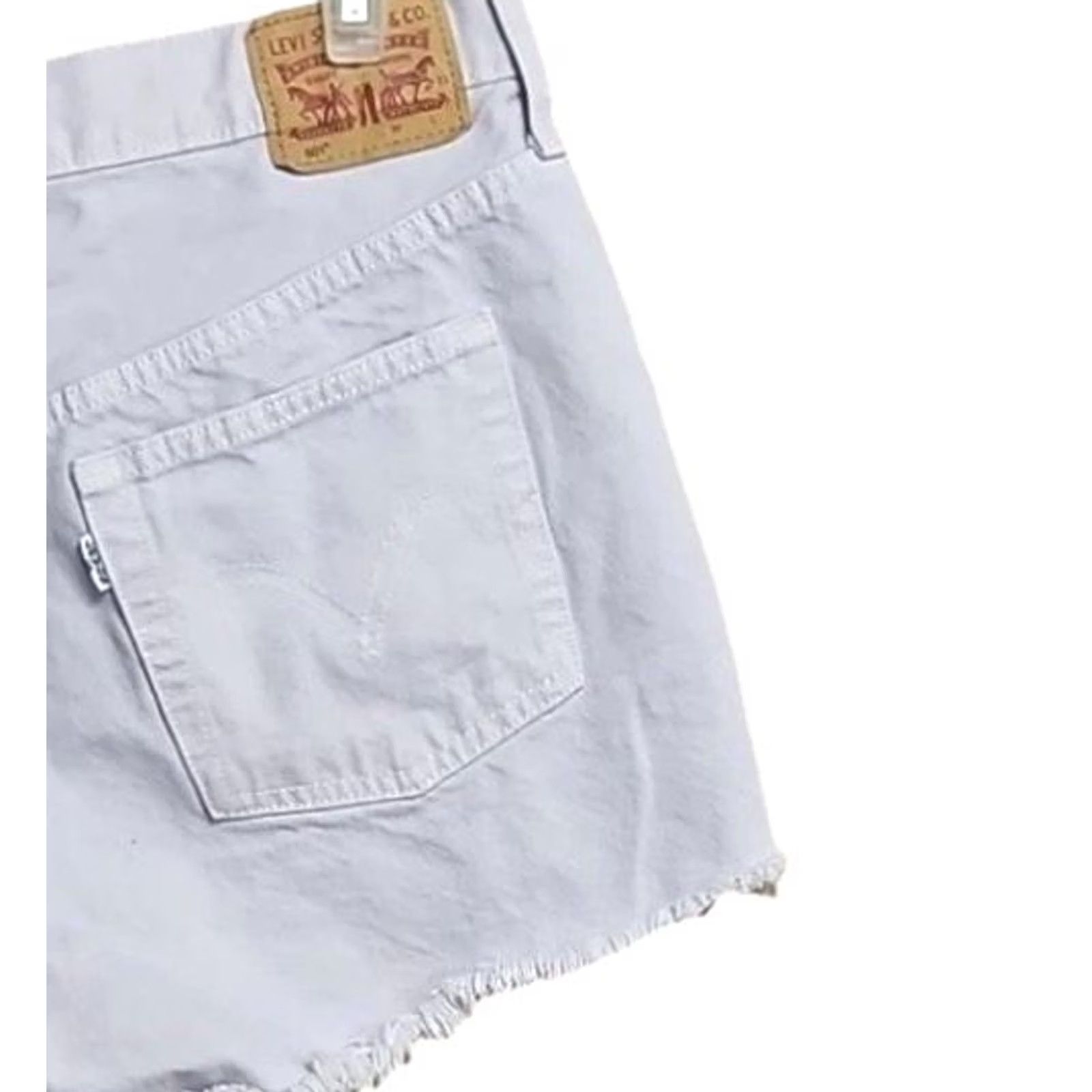Denime Levi’s 501 Denim Cutoff Shorts Women’s 32 Lilac Raw Hem Distressed Button Fly Size 24" / US 00 / IT 34 - 5 Thumbnail