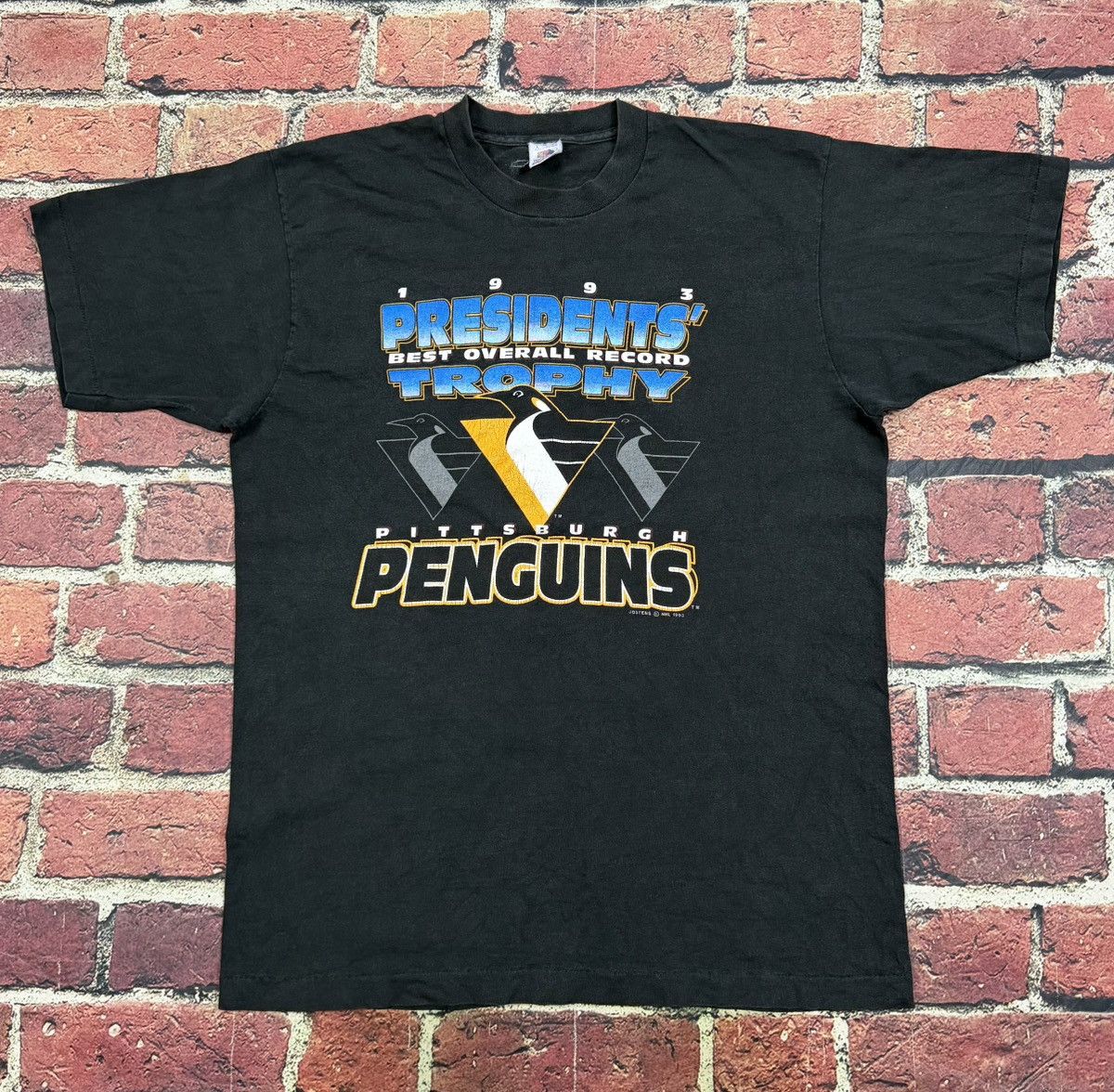 Fruit Of The Loom Vintage 1993 Pittsburgh Penguins Presidents Trophy T-Shirt Size US L / EU 52-54 / 3 - 1 Thumbnail