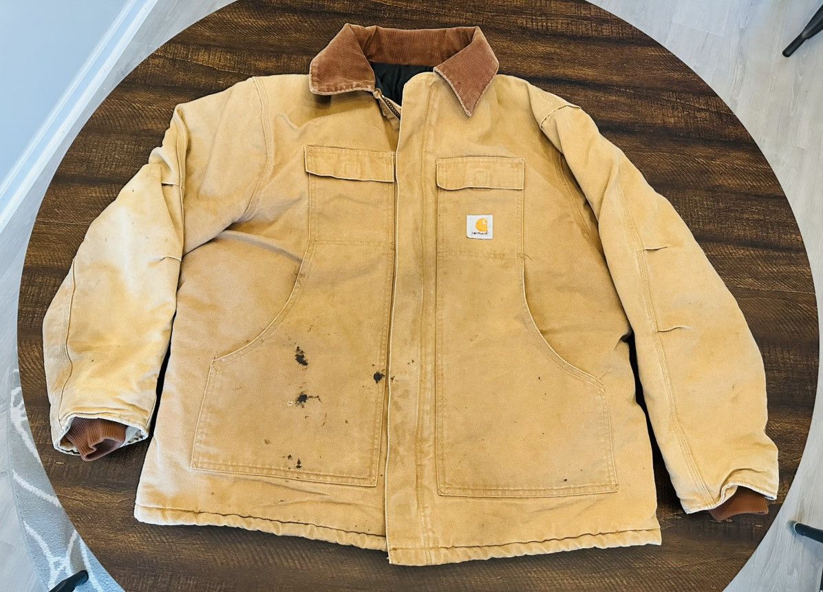 Carhartt Vtg CARHARTT C03 BRN Quilted Duck Canvas Chore Jacket USA-50 Size US XXL / EU 58 / 5 - 1 Thumbnail