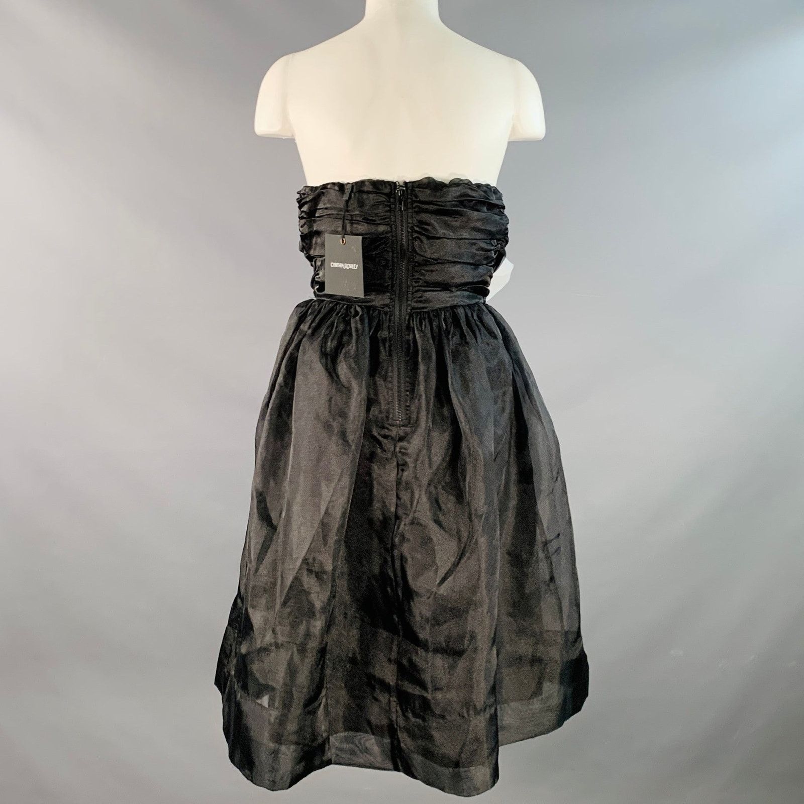 Cynthia Rowley Size 8 Black White Organza Flower Strapless Cocktail Dress Size M / US 6-8 / IT 42-44 - 4 Thumbnail